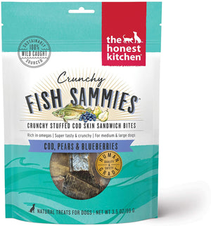 The Honest Kitchen Crunchy Fish Sammies Cod, Pears & Blueberries Dog Treats, 3.5-oz