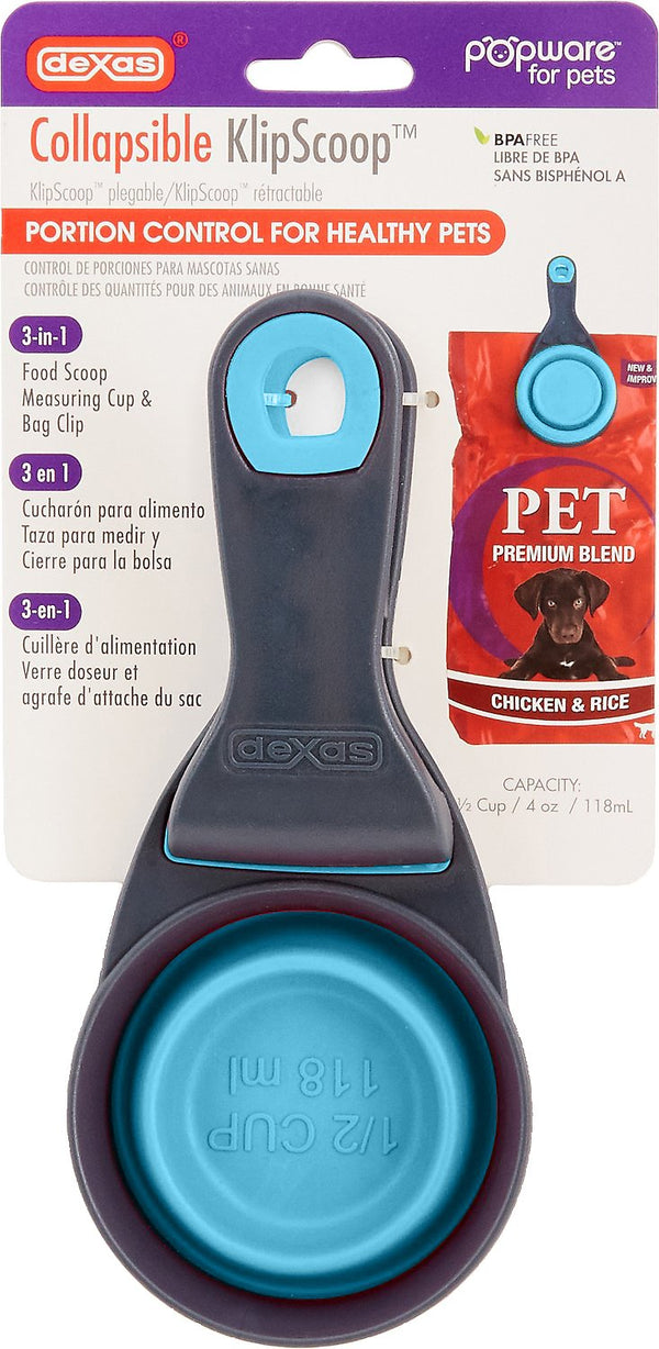 Dexas Collapsible KlipScoop, Gray/Blue