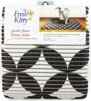 Fresh Kitty Tapis de Litière pour Chat Cercles en Mousse Jumbo, Noir et Gris
