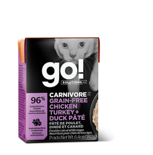Go! Solutions Carnivore Chicken, Turkey + Duck Pate Grain-Free Wet Cat Food