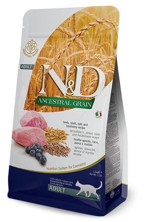 Farmina N&D Ancestral Grain Lamb & Blueberry Adult Dry Cat Food