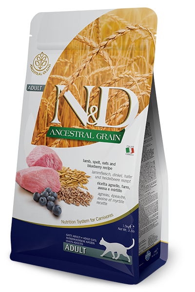 Farmina N&D Ancestral Grain Lamb & Blueberry Adult Dry Cat Food