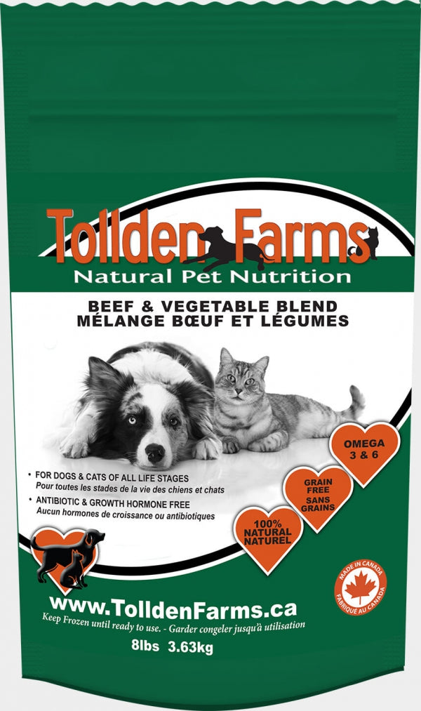Tollden Farms Mélange bœuf & légumes congelé Nourriture pour chats et chiens
