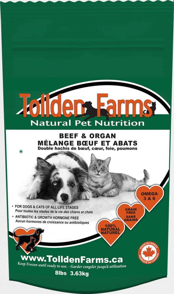 Tollden Farms Bœuf et abats congelés pour chats et chiens