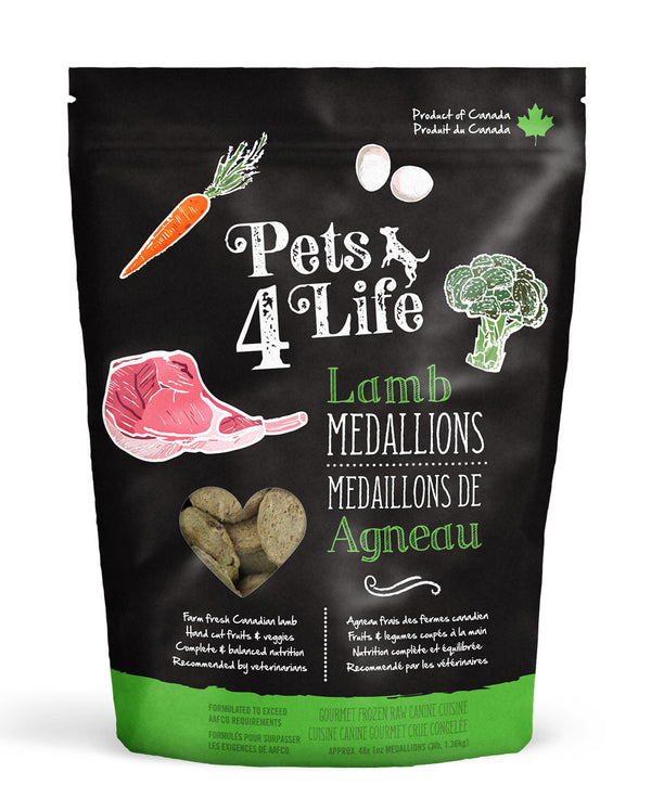 Pets 4 Life Canine Lamb Medallions Raw Dog Food