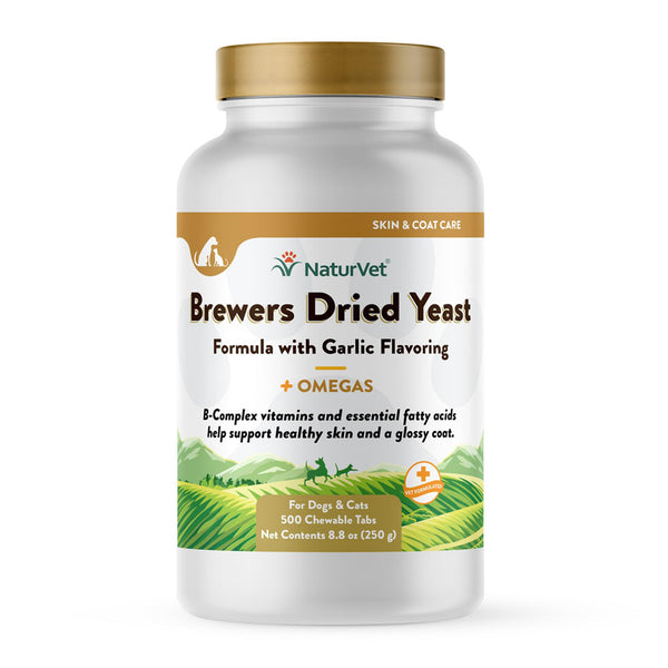 NaturVet Brewers Dried Yeast with Garlic Flavoring Plus Omegas Chewable Tabs Dog & Cat Supplement, 500-count