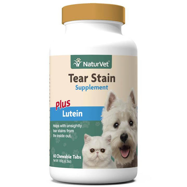 NaturVet Tear Stain Plus Lutein Chewable Tabs Dog & Cat Supplement, 60-count