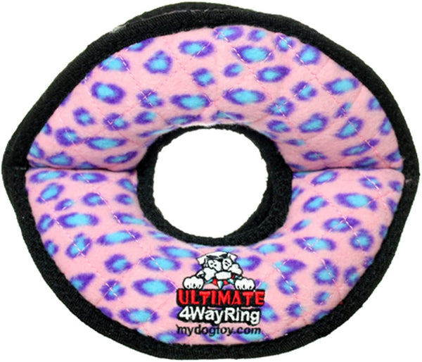 Tuffy Ultimate 4-Way Ring Dog Toy, Pink Leopard