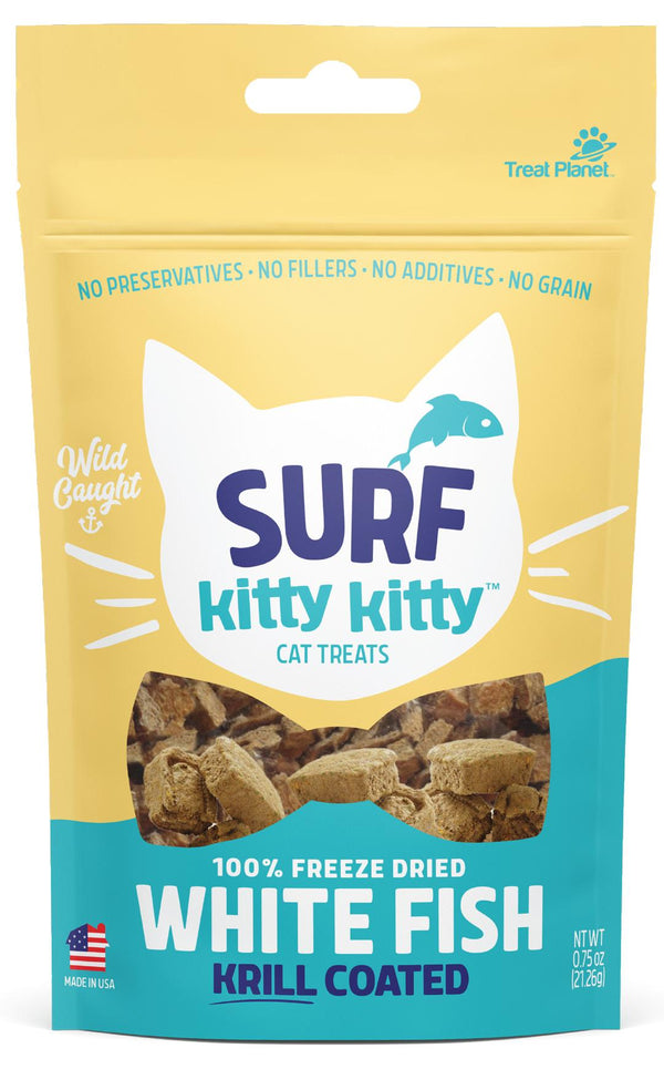 Surf Kitty Kitty Friandises pour chats au poisson blanc lyophilisé avec enrobage au krill