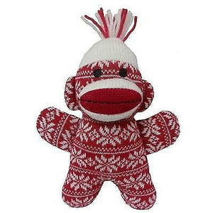 Huxley & Kent Jouet Power Plush pour chien Singe en chaussette Crystal, Rouge.