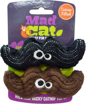Mad Cat Jouet pour chat Meowstache à l'herbe à chat et silvervine, lot de 2.