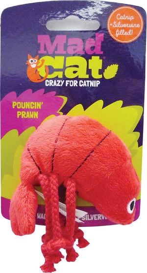 Mad Cat Jouet pour chat Pouncin' Prawn à l'herbe à chat et silvervine.