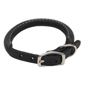 Circle T Oak Tanned Leather Round Dog Collar, Black