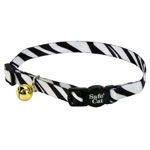 Safe Cat Fashion Breakaway Cat Collar, Zebra, 12-in