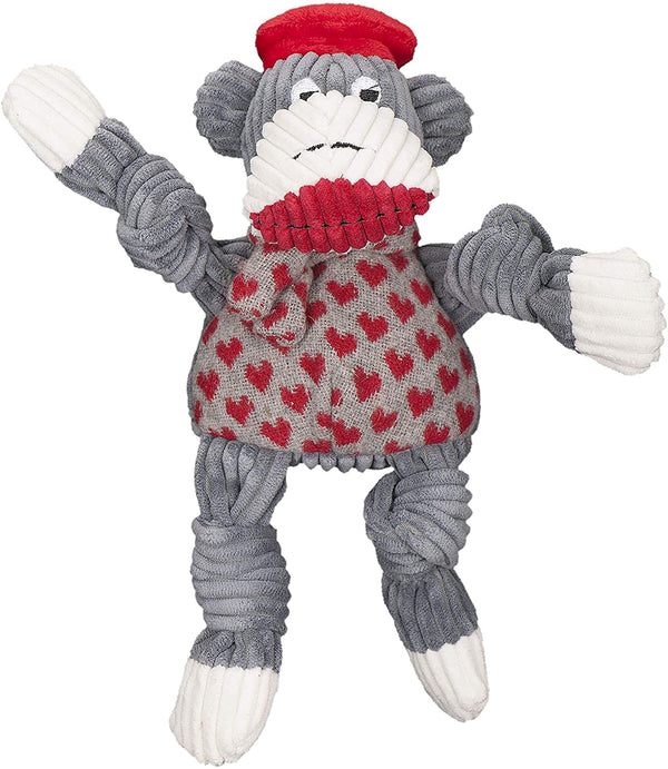 HuggleHounds Peluche durable Knottie Jean Claude singe en chaussette pour chien