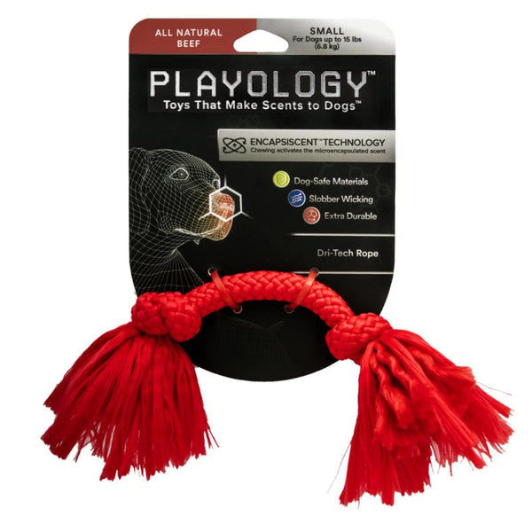 Playology Jouet pour chien corde Dri-Tech parfum bœuf