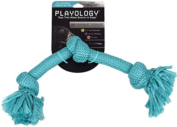 Playology Jouet pour chien corde Dri-Tech parfum beurre de cacahuète