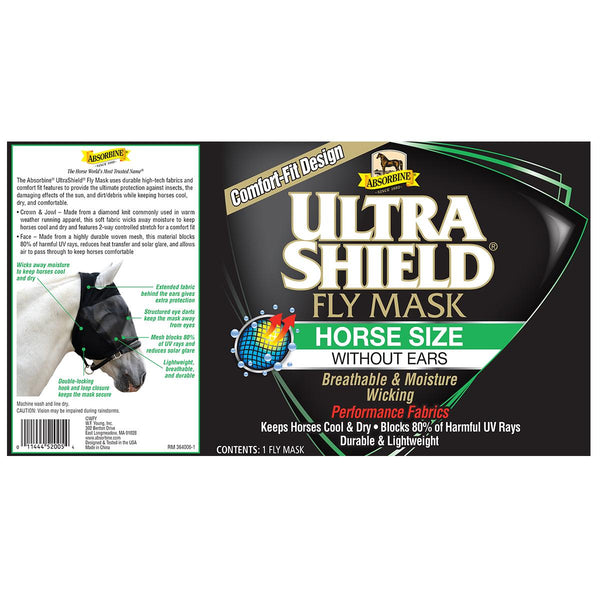 Absorbine UltraShield Fly Mask Horse Size without Ear Coverage
