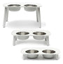 Messy Mutts Bol Double Surélevé Avec Pattes Ajustables, Gris Pâle