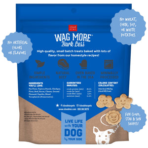 Cloud Star Wag More Bark Less Mini Biscuits Beef, Bacon & Cheese Grain-Free Dog Treats, 7-oz