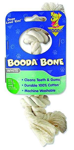 Booda 2-Knot Rope Bone Dog Toy, White