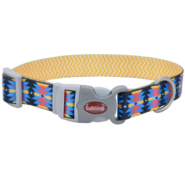 Sublime Collier Ajustable pour Chien, Chevron Jaune Aztèque