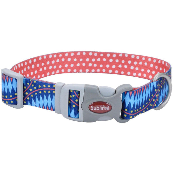 Sublime Adjustable Dog Collar, Blue Diamond Dots