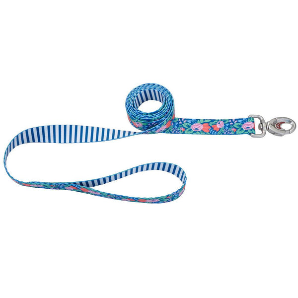 Sublime Laisse pour Chien, Fleur Rayure Sarcelle
