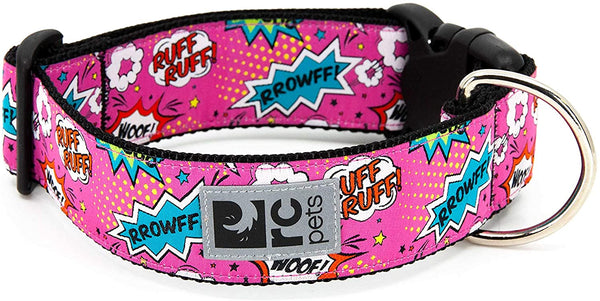 RC Pets Wide Clip Dog Collar, Pink Comic Sounds