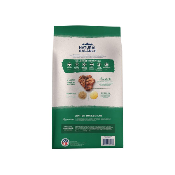Natural Balance Recette à Ingrédients Limités Agneau et Riz Brun Croquettes pour chien
