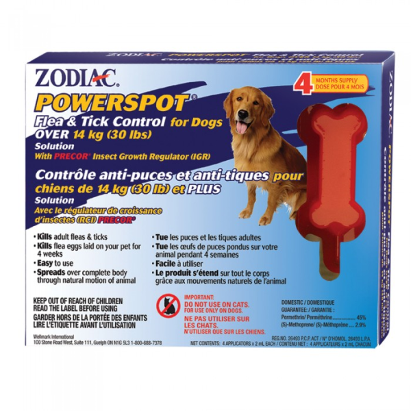 Zodiac Powerspot Flea & Tick Control for Dogs Over 30-lb