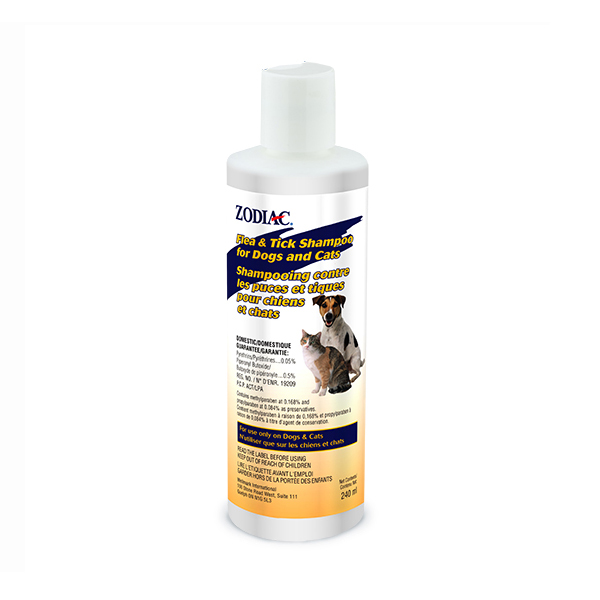 Zodiac Shampooing régulier contre les puces et les tiques pour chats et chiens, 240 ml