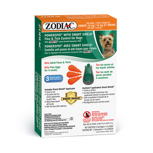 Zodiac Powerspot Smart Shield et Contrôle des tiques pour chiens de moins de 14 kg.
