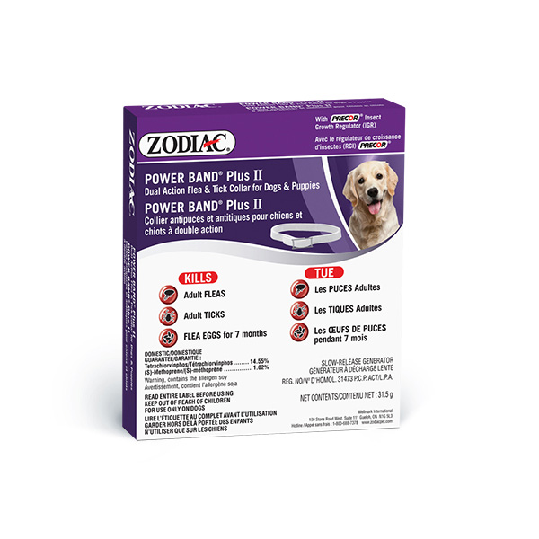 Zodiac Power Band Plus II Collier anti-puces et anti-tiques double action pour chiens