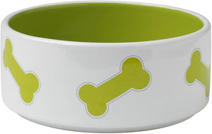 PetRageous Kool Bones Pet Bowl, Lime/White