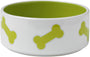 PetRageous Kool Bones Pet Bowl, Lime/White