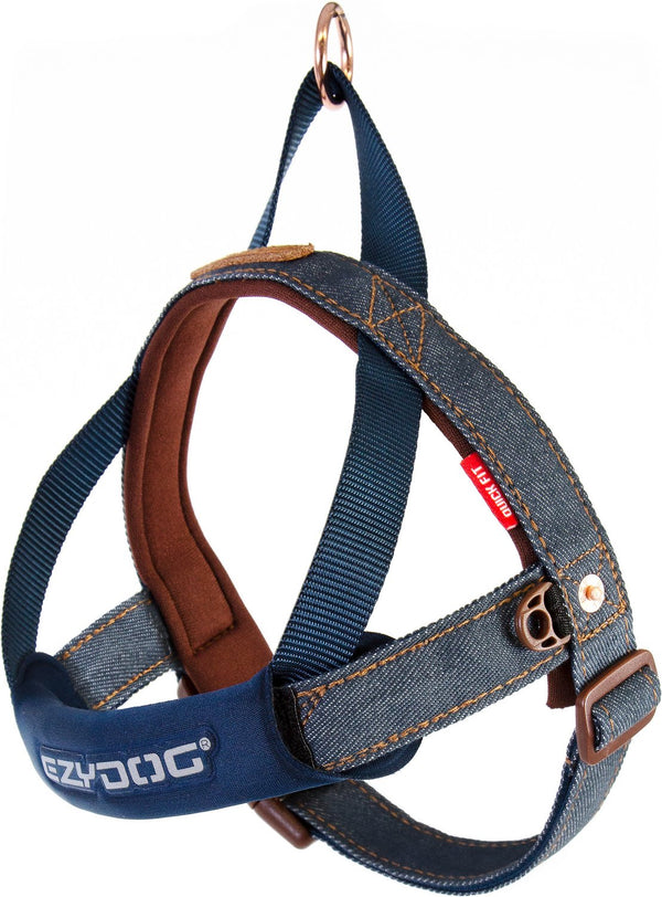 EzyDog Harnais pour chien à ajustement rapide, denim