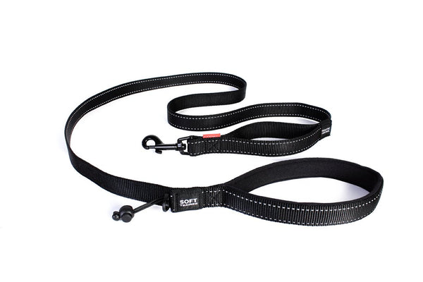 EzyDog Soft Trainer Lite with Traffic Control Handle Dog Leash, Black, 6-ft