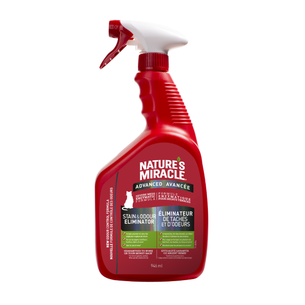 Nature's Miracle Spray éliminateur avancé de taches et odeurs pour chats, 946 ml