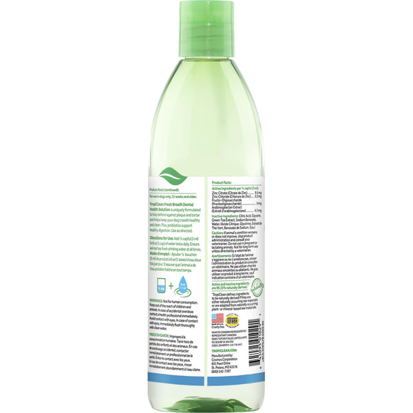 Tropiclean Fresh Breath Dental Health Solutions + Digest Support for Dogs, 473-mL