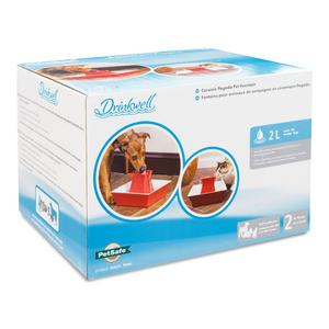 PetSafe Drinkwell Pagoda Ceramic Pet Fountain, Red, 2-liter