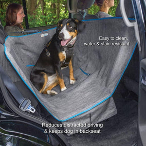 Kurgo Demi-Hamac Pour Voiture, Gris Chiné/Bleu Côtier