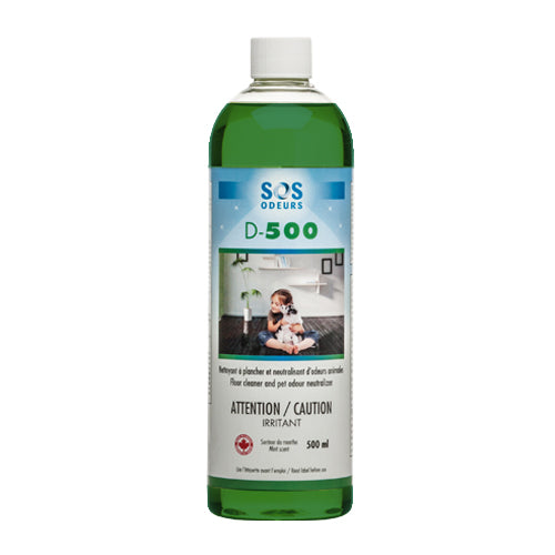 SOS Odeurs D-500 Nettoyant pour sols et neutralisant pour animaux de compagnie