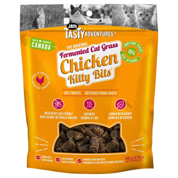 Jay's Fermented Grass Chicken Kitty Bits Cat Treats, 60-gram