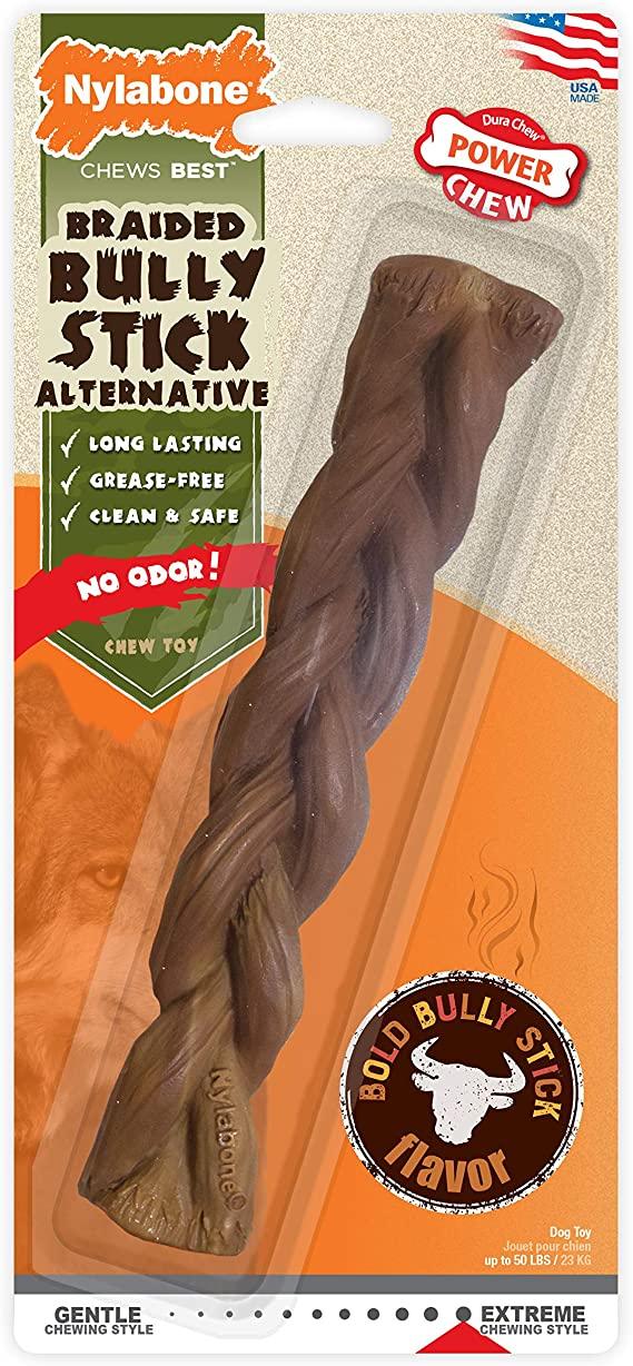 Nylabone Power Chew Braided Bully Braid Stick Alternative Dog Toy