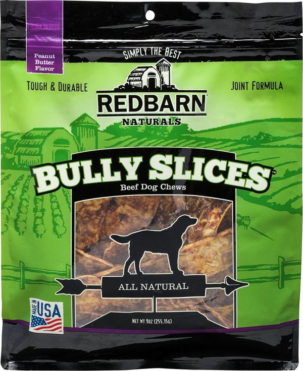 Redbarn Naturals Bully Slices Saveur Beurre de Cacahuète Friandises pour chiens au boeuf, 9 oz
