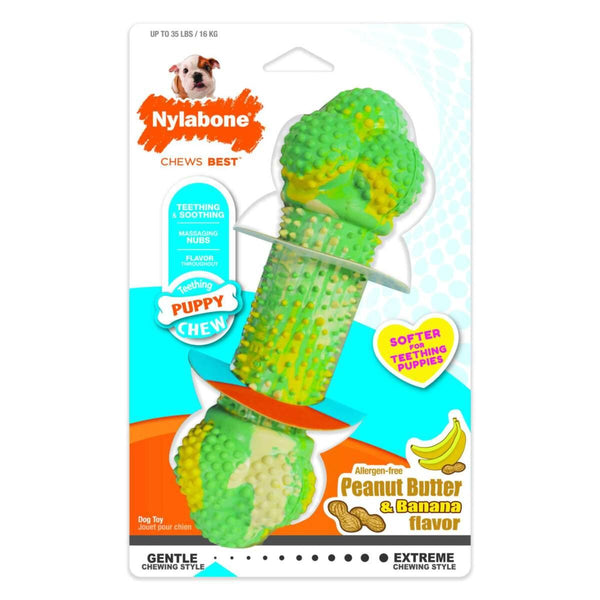 Nylabone Puppy Chew Double Action Peanut Butter & Banana Flavored Dog Toy