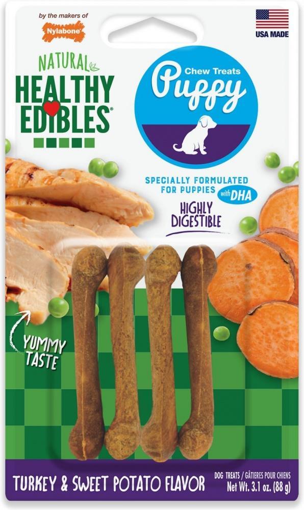 Nylabone Healthy Edibles Longer Lasting Turkey & Sweet Potato Flavored Puppy Dog Treats