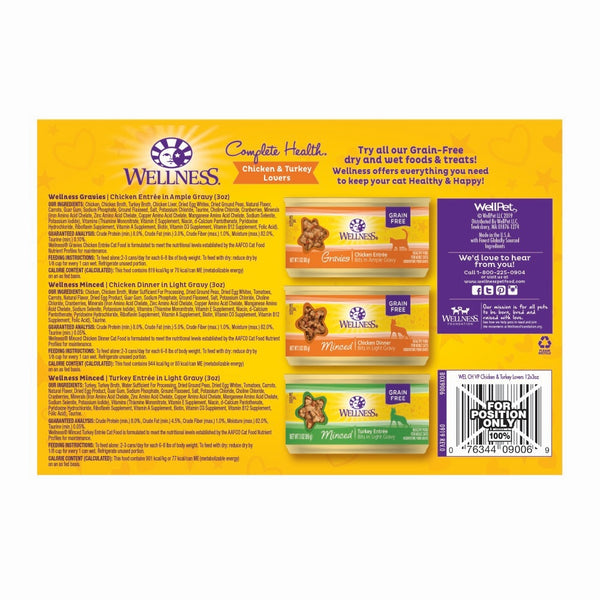 Wellness Complete Health Pâté variétés amoureuses de poulet et dinde, boîtes de 3 oz