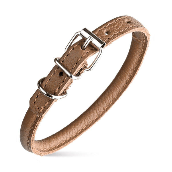 Dogline Collier rond en cuir souple pour chien, marron